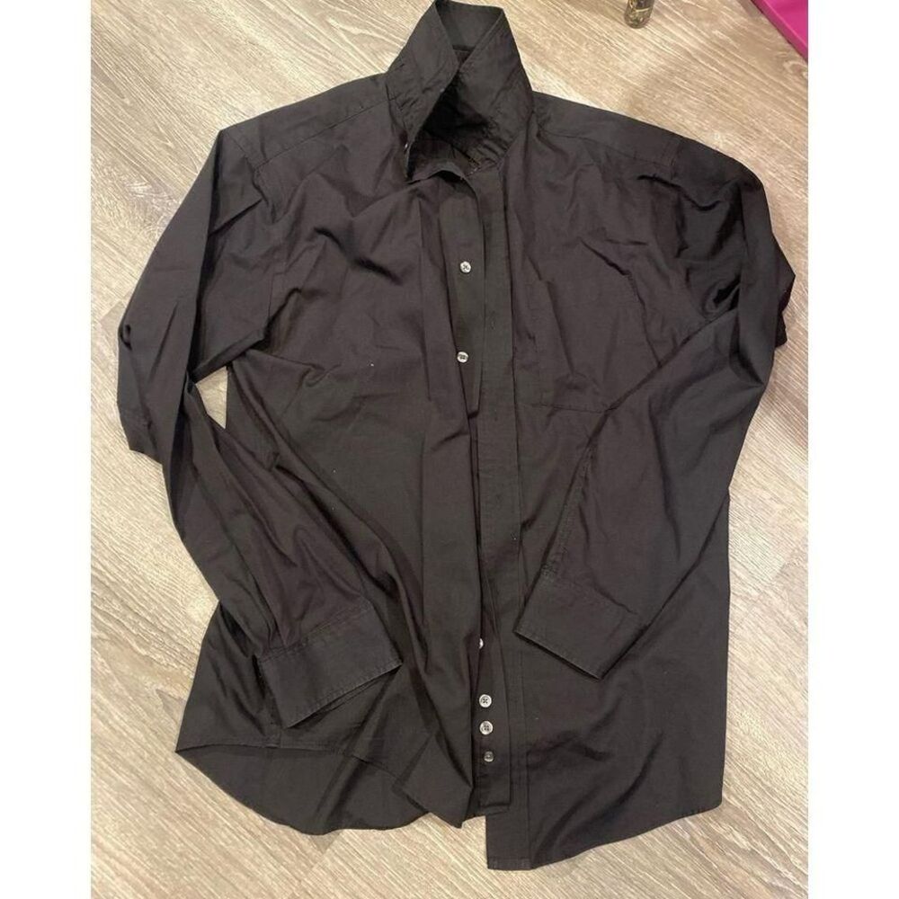 Men's Medium Solid Black Button Down